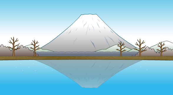 寒さ 静かな湖面に映る富士山枚 イラストシティ