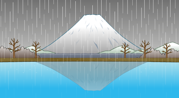 寒さ 静かな湖面に映る富士山枚 イラストシティ