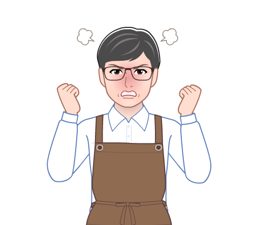 カフェ経営者 怒っているウエイターの男性点 イラストシティ