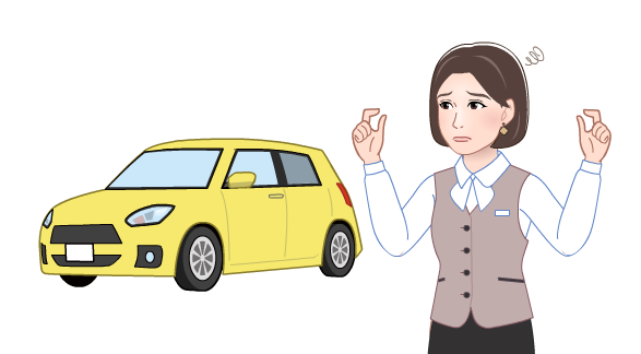 マイカー通勤 黄色い車と従業員の女性 イラストシティ